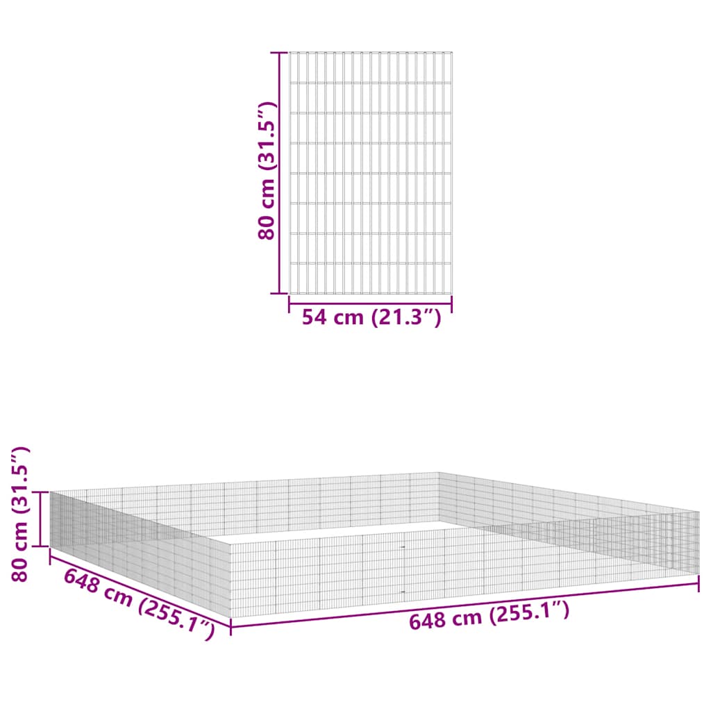 Dierenverblijf 48 Panelen Gegalvaniseerd Ijzer 54 x 80 cm