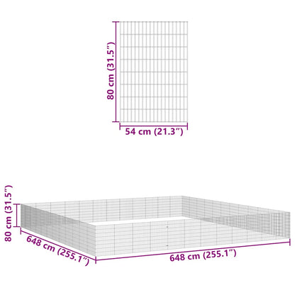 Dierenverblijf 48 Panelen Gegalvaniseerd Ijzer 54 x 80 cm