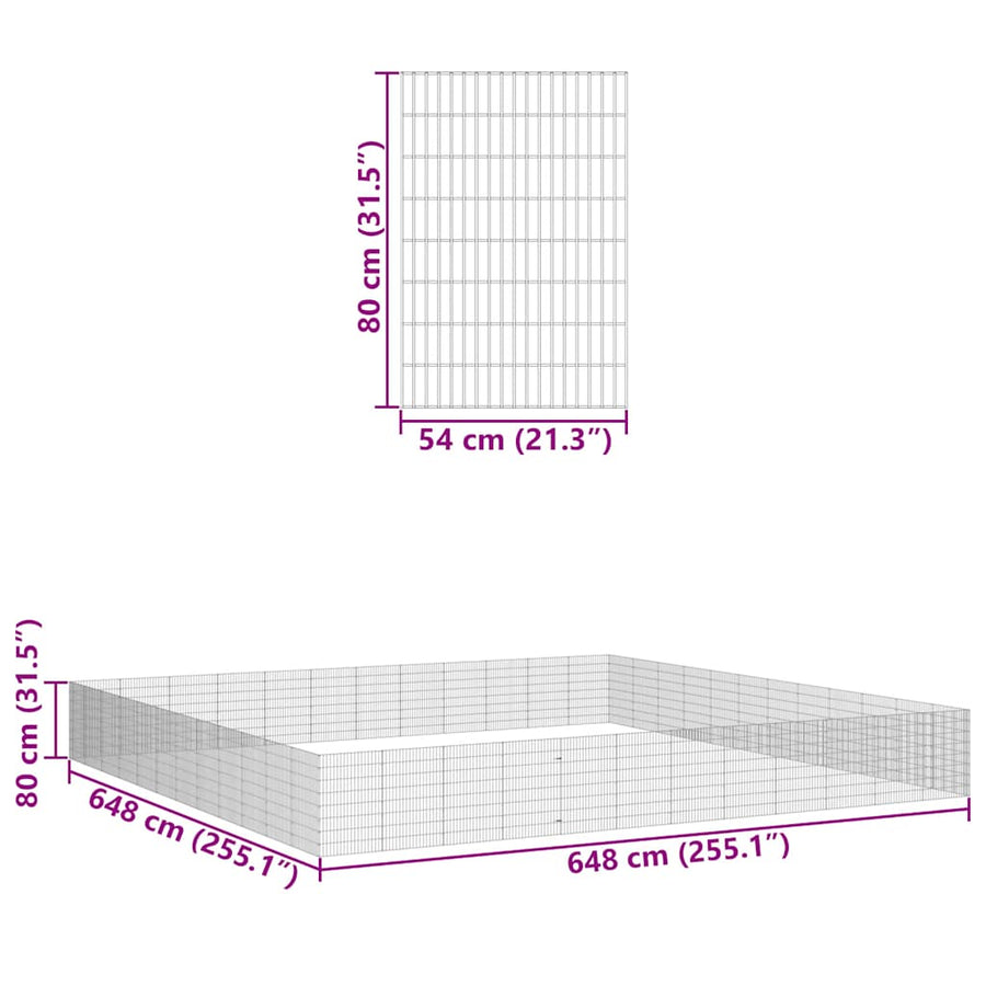 Dierenverblijf 48 Panelen Gegalvaniseerd Ijzer 54 x 80 cm
