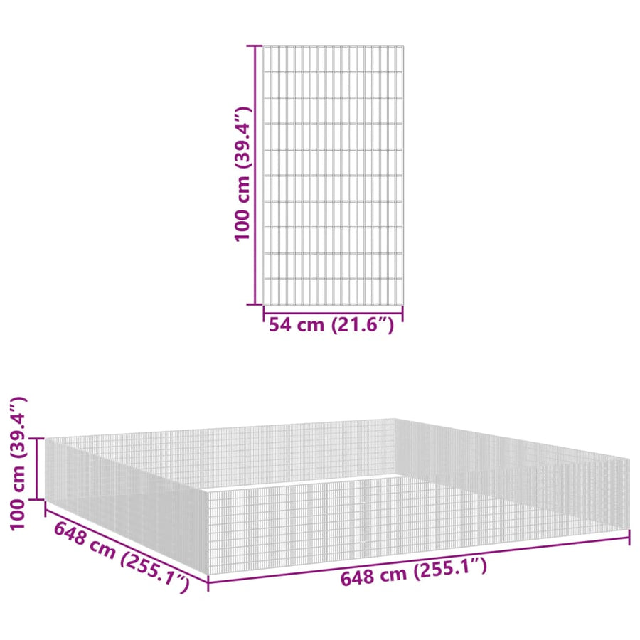 Dierenverblijf 48 panelen 54x100 cm gegalvaniseerd ijzer