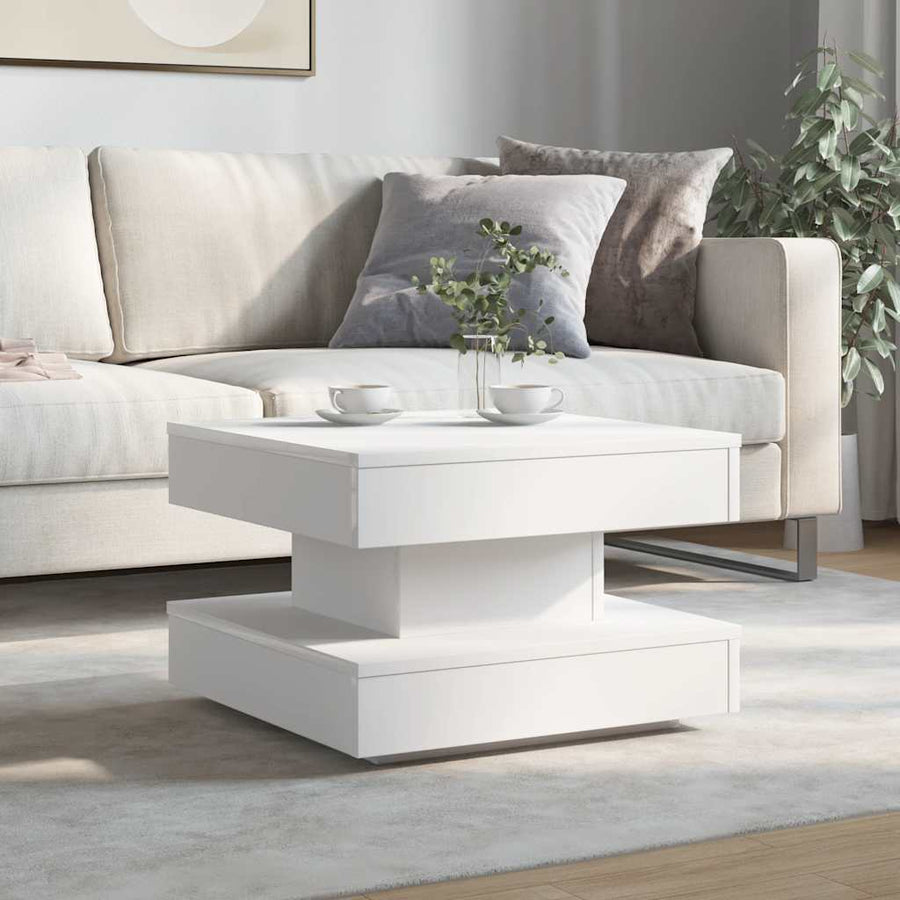 Salontafel 360 graden draaibaar 50x50x34,5 cm wit
