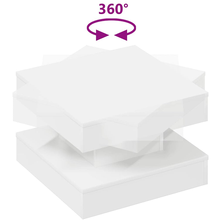 Salontafel 360 graden draaibaar 50x50x34,5 cm wit