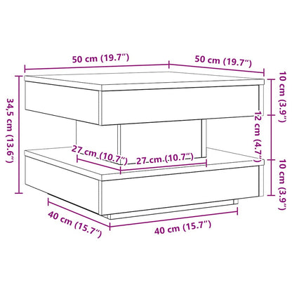 Salontafel 360 graden draaibaar 50x50x34,5 cm wit