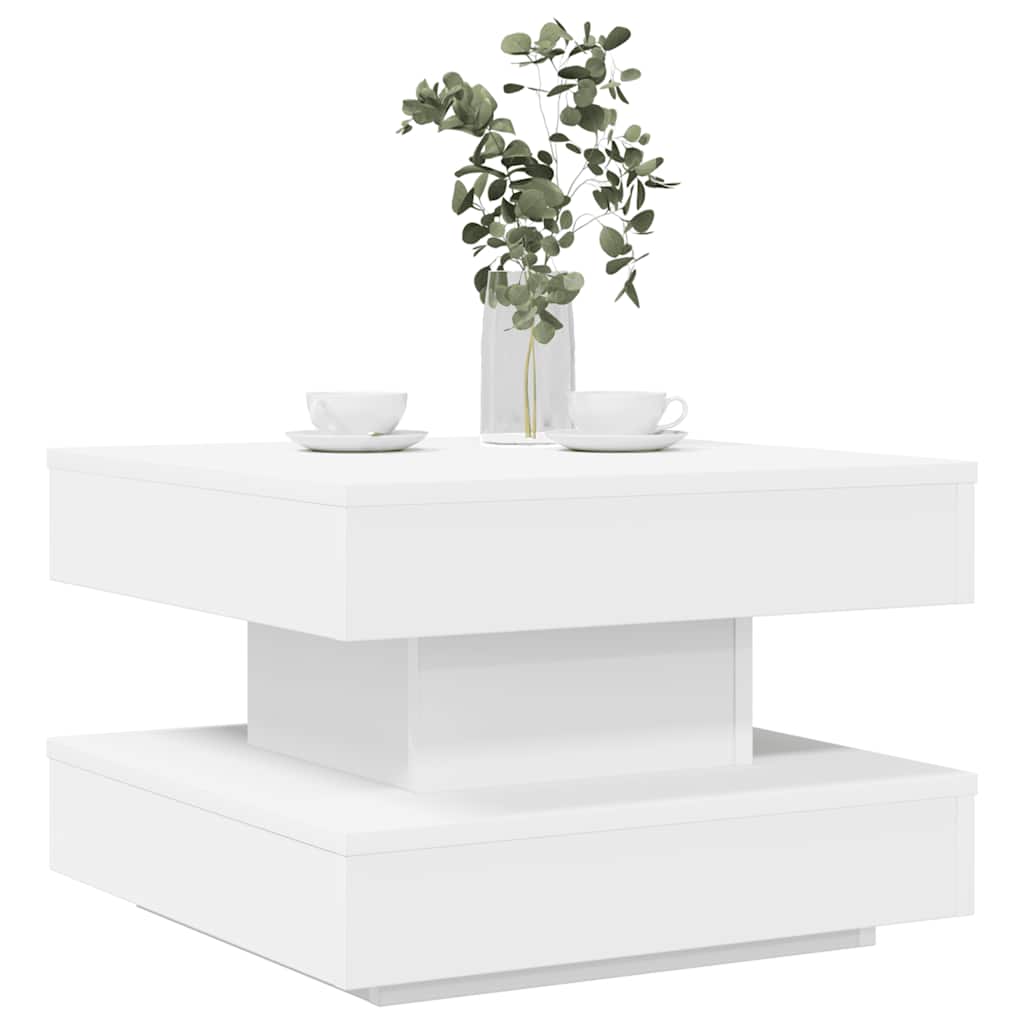 Salontafel 360 graden draaibaar 50x50x34,5 cm wit