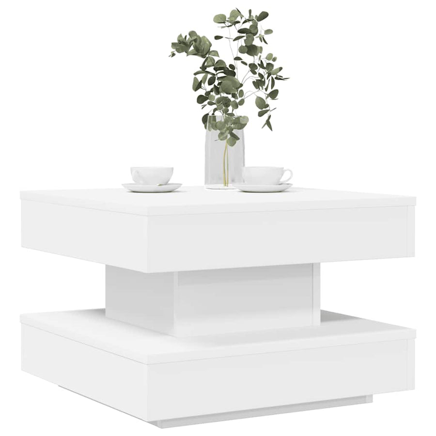 Salontafel 360 graden draaibaar 50x50x34,5 cm wit