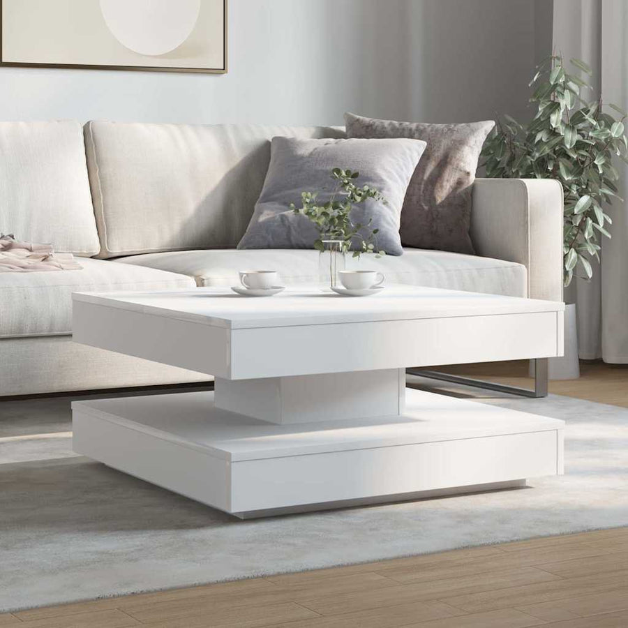 Salontafel 360 graden draaibaar 70x70x34,5 cm wit