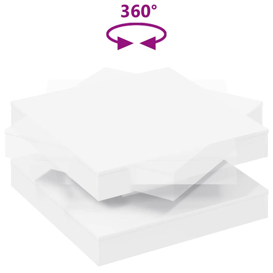 Salontafel 360 graden draaibaar 70x70x34,5 cm wit