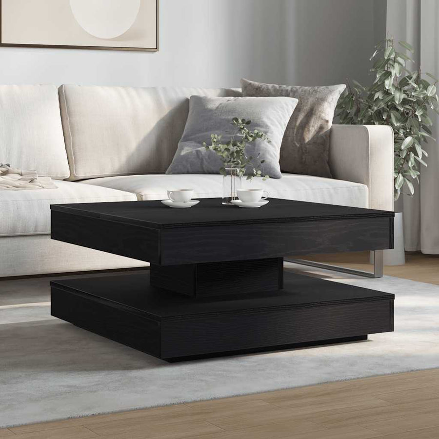 Salontafel 360 graden draaibaar 70x70x34,5 cm zwart