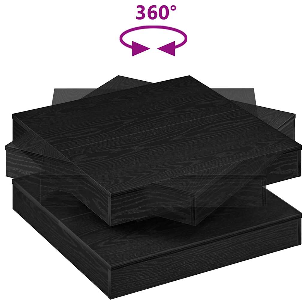 Salontafel 360 graden draaibaar 70x70x34,5 cm zwart