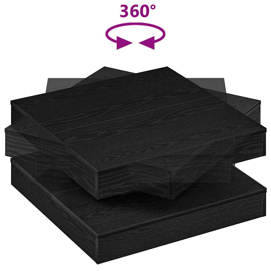 Salontafel 360 graden draaibaar 70x70x34,5 cm zwart