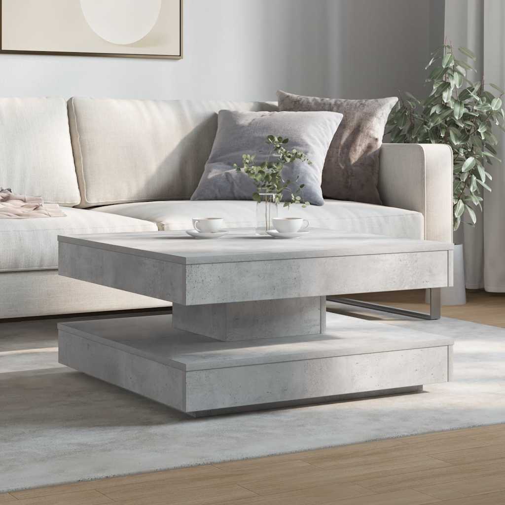 Salontafel 360 graden draaibaar 70x70x34,5 cm betongrijs