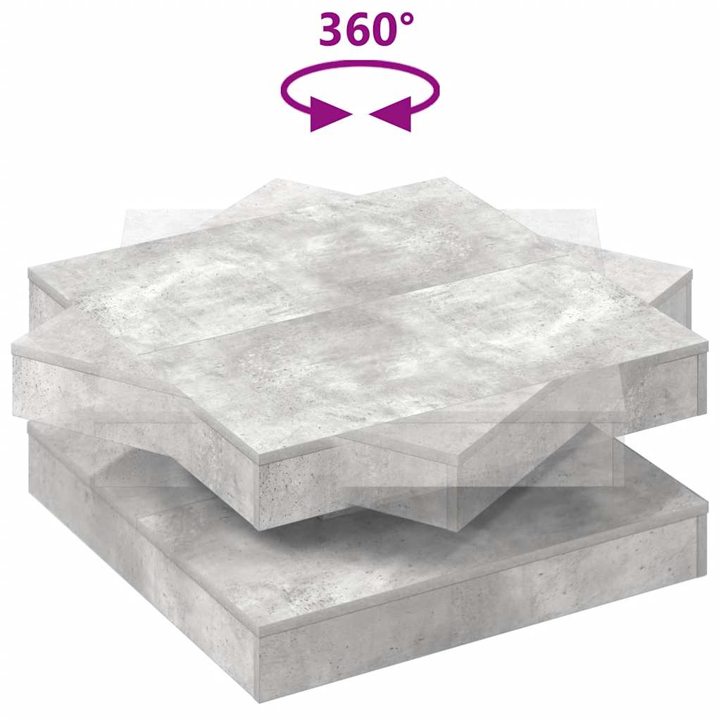 Salontafel 360 graden draaibaar 70x70x34,5 cm betongrijs