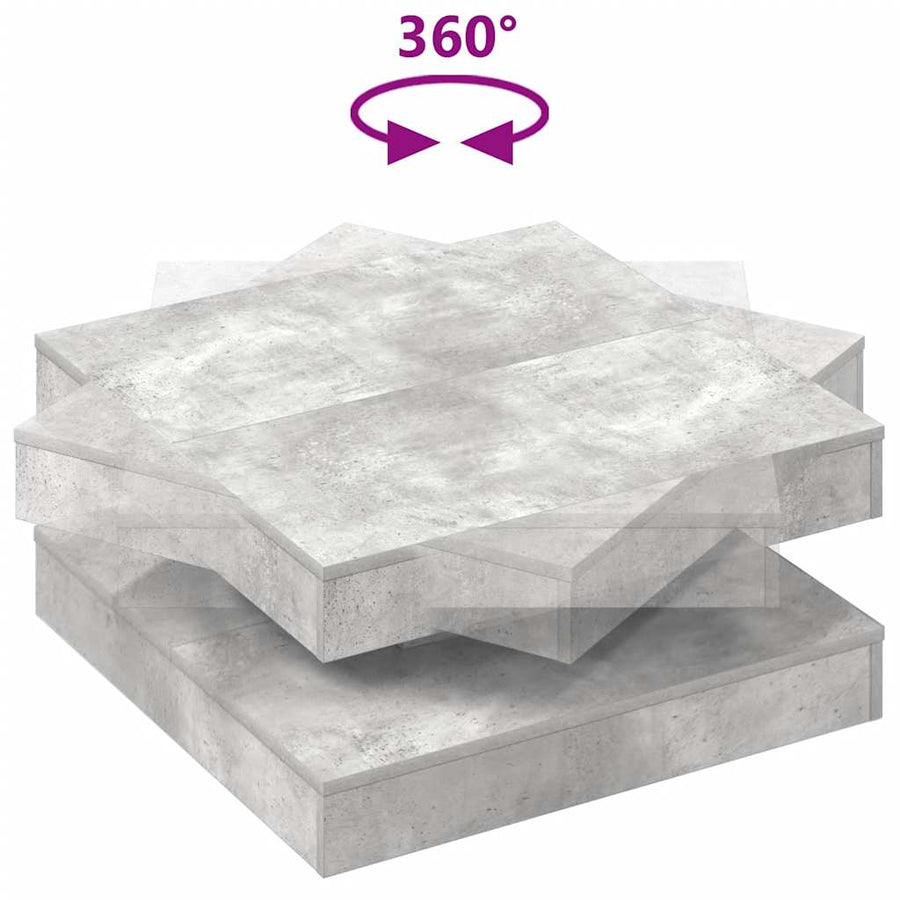 Salontafel 360 graden draaibaar 70x70x34,5 cm betongrijs