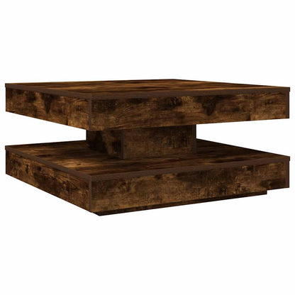 Salontafel 360 graden draaibaar 70x70x34,5 cm gerookt eiken