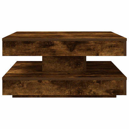 Salontafel 360 graden draaibaar 70x70x34,5 cm gerookt eiken