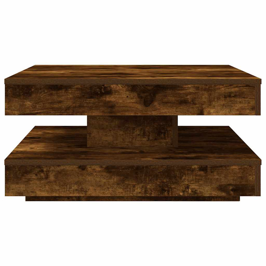 Salontafel 360 graden draaibaar 70x70x34,5 cm gerookt eiken