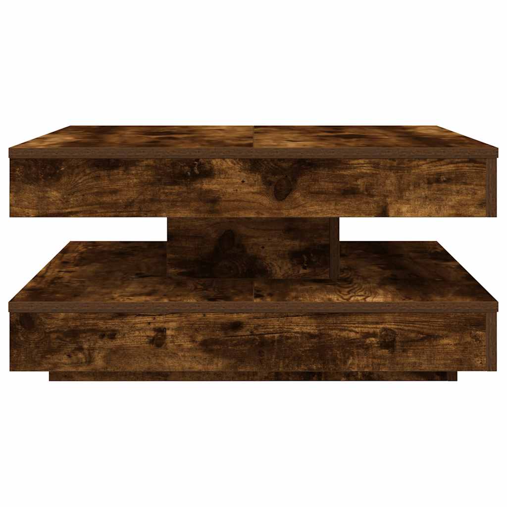 Salontafel 360 graden draaibaar 70x70x34,5 cm gerookt eiken