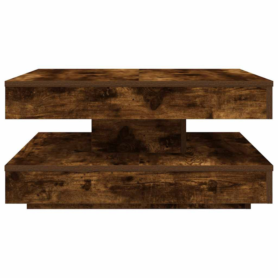Salontafel 360 graden draaibaar 70x70x34,5 cm gerookt eiken
