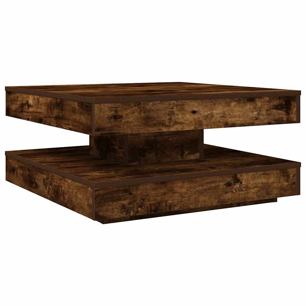 Salontafel 360 graden draaibaar 70x70x34,5 cm gerookt eiken