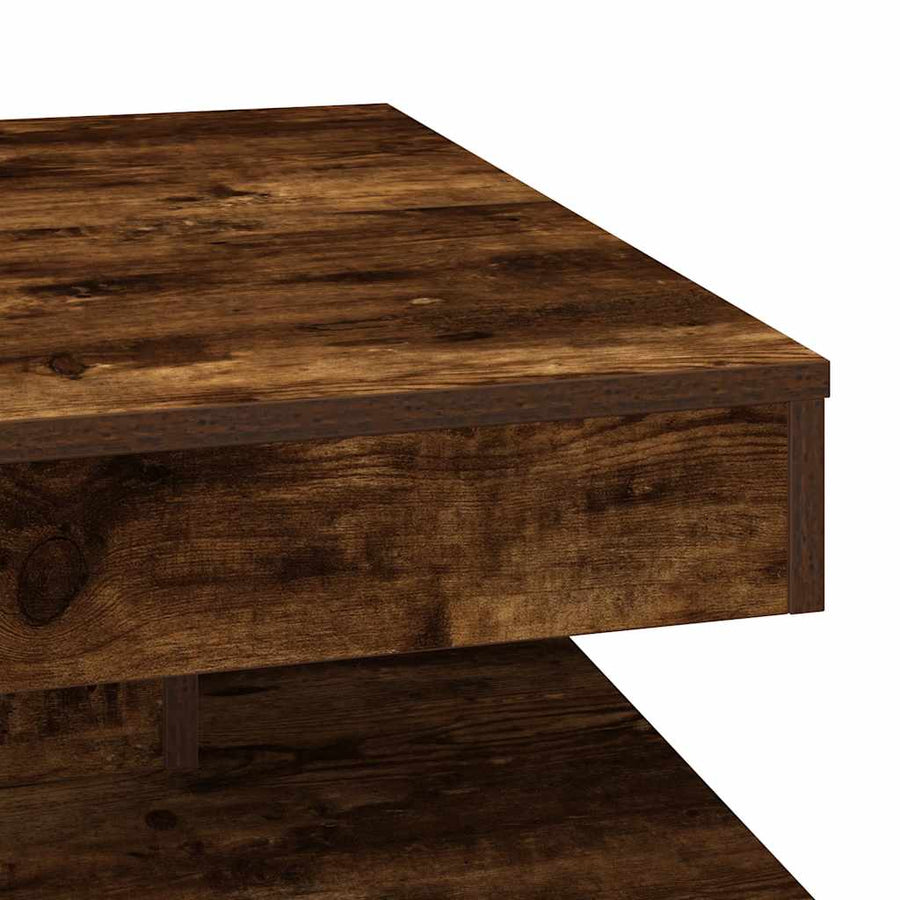 Salontafel 360 graden draaibaar 70x70x34,5 cm gerookt eiken
