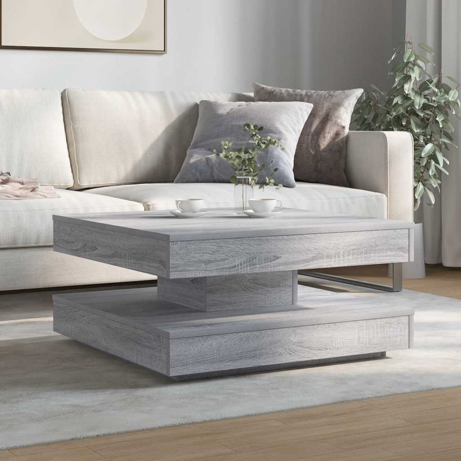 Salontafel 360 graden draaibaar 70x70x34,5cm grijs sonoma eiken