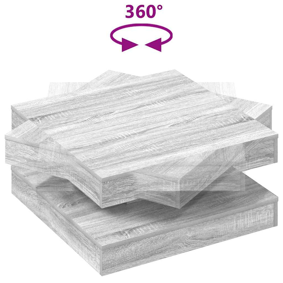 Salontafel 360 graden draaibaar 70x70x34,5cm grijs sonoma eiken