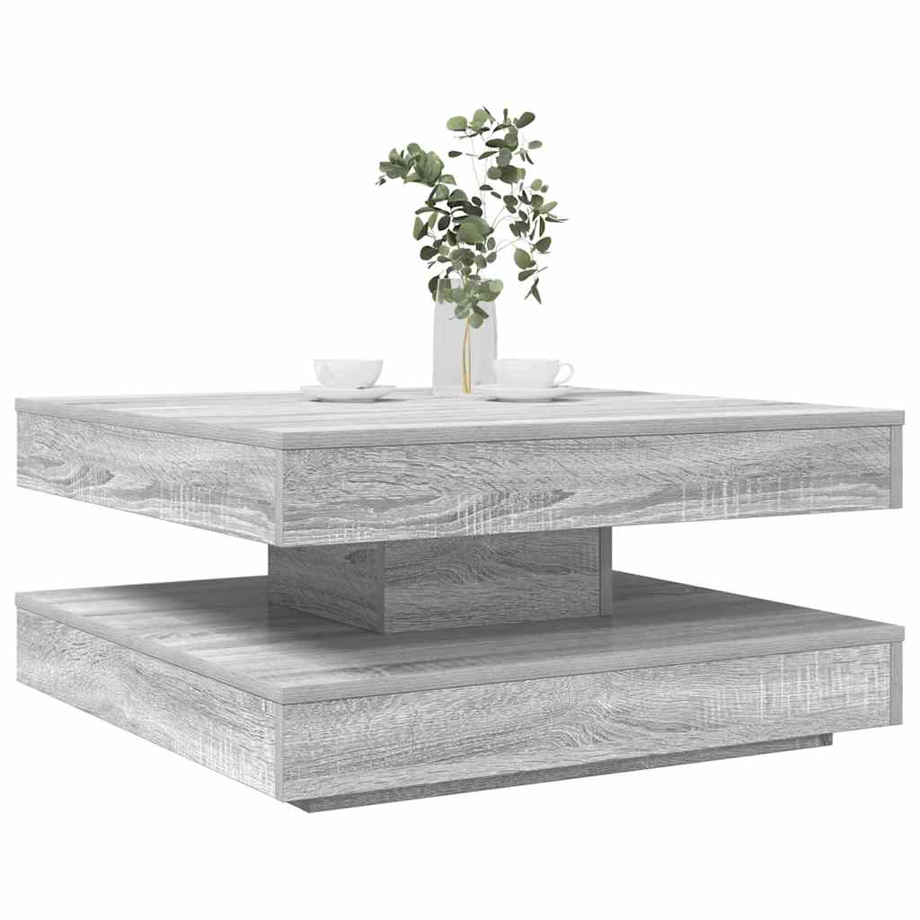 Salontafel 360 graden draaibaar 70x70x34,5cm grijs sonoma eiken