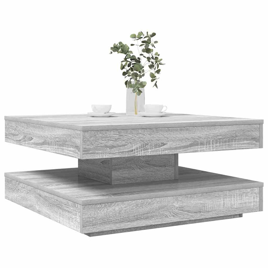 Salontafel 360 graden draaibaar 70x70x34,5cm grijs sonoma eiken
