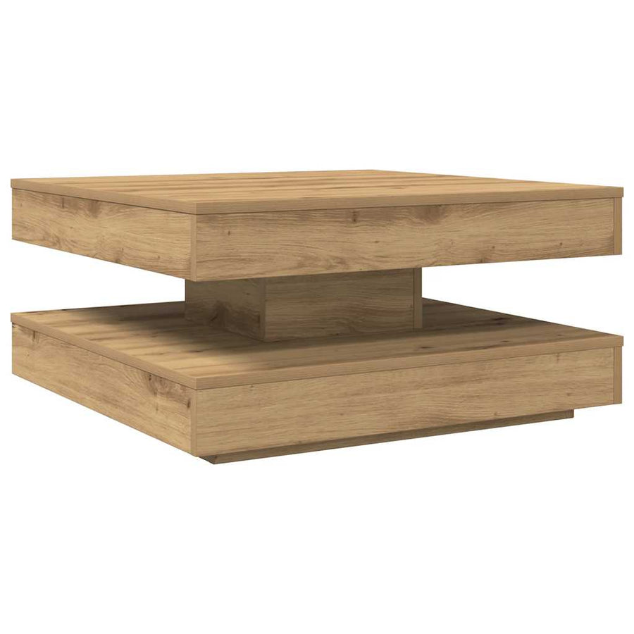Salontafel 360 Graden Draaibaar 70X70X34,5 Cm Artisanaal Eiken 70 x 70 x 34.5 cm