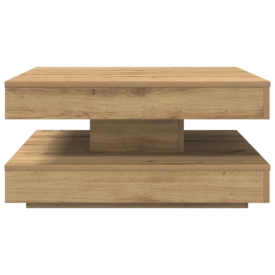 Salontafel 360 Graden Draaibaar 70X70X34,5 Cm Artisanaal Eiken 70 x 70 x 34.5 cm