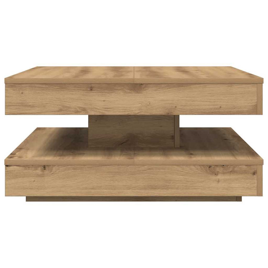 Salontafel 360 Graden Draaibaar 70X70X34,5 Cm Artisanaal Eiken 70 x 70 x 34.5 cm