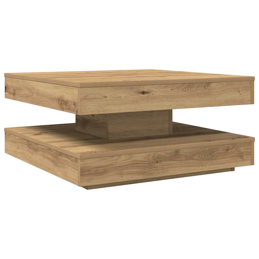 Salontafel 360 Graden Draaibaar 70X70X34,5 Cm Artisanaal Eiken 70 x 70 x 34.5 cm