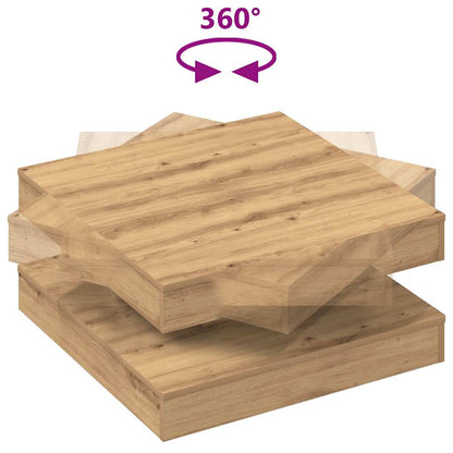 Salontafel 360 Graden Draaibaar 70X70X34,5 Cm Artisanaal Eiken 70 x 70 x 34.5 cm