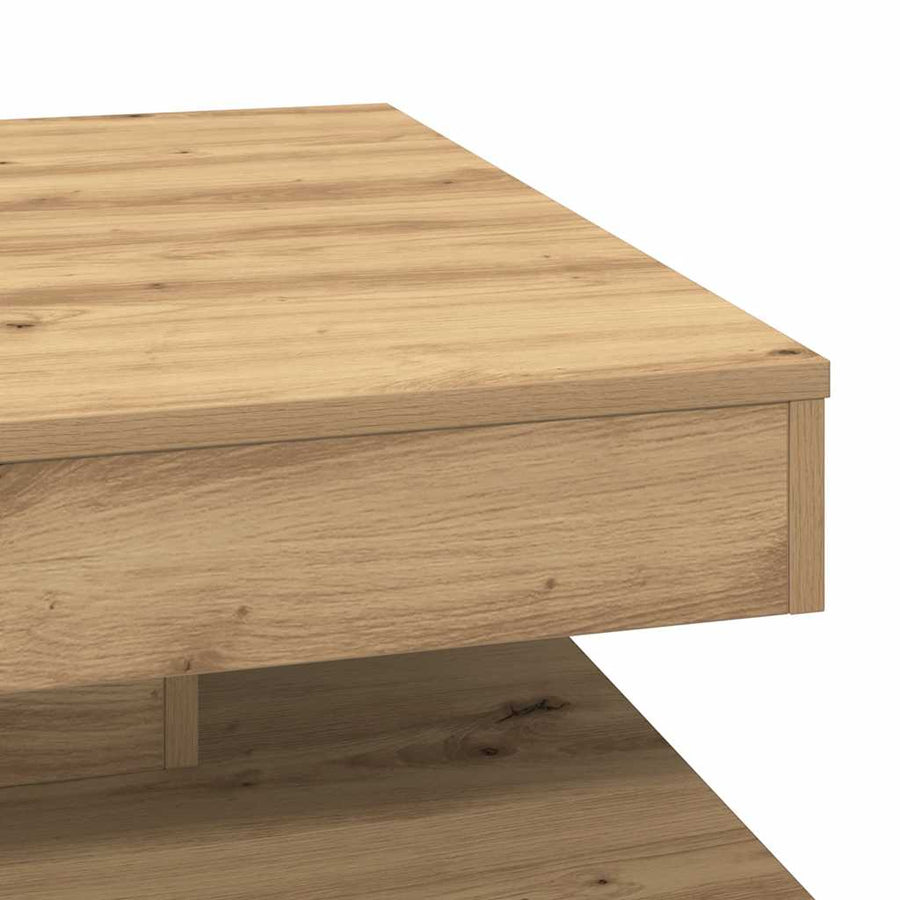 Salontafel 360 Graden Draaibaar 70X70X34,5 Cm Artisanaal Eiken 70 x 70 x 34.5 cm