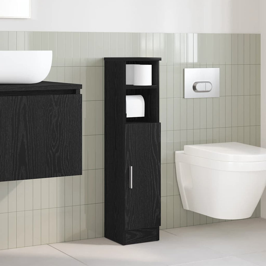 Badkamerkast Met Rolhouder 20,5X22X90 Cm Zwart