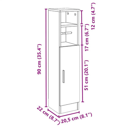 Badkamerkast Met Rolhouder 20,5X22X90 Cm Zwart