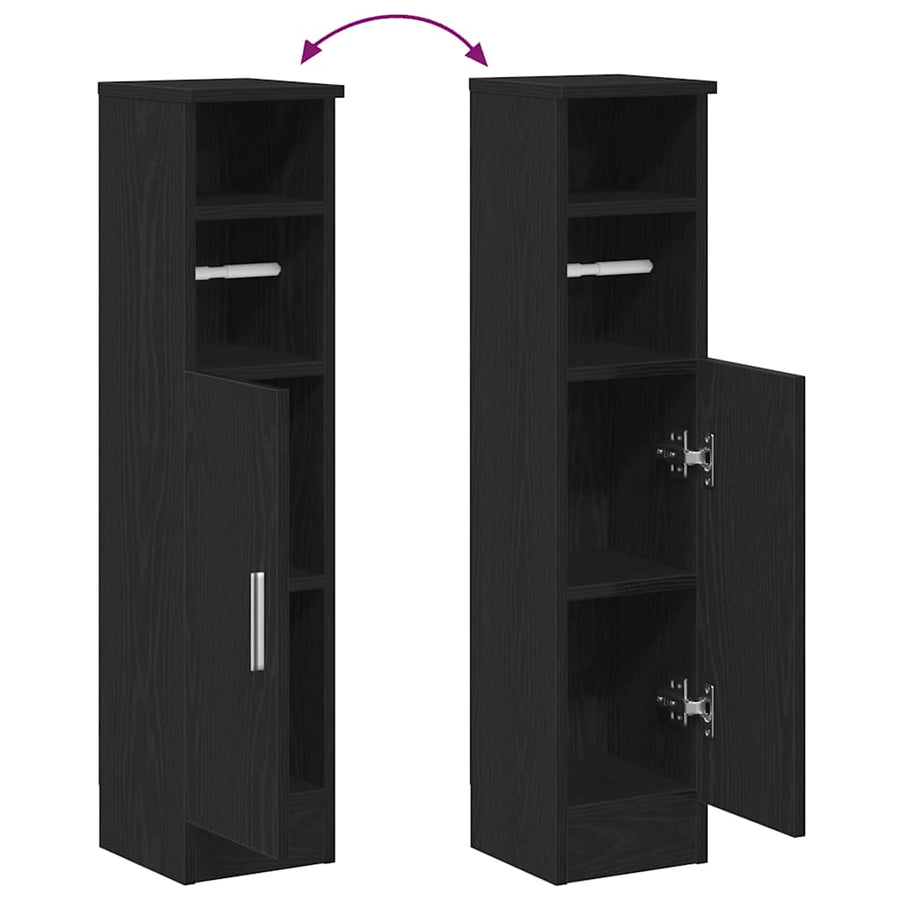 Badkamerkast Met Rolhouder 20,5X22X90 Cm Zwart