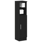 Bathroom cabinet with toilet roll holder 20.5x22x90 cm black