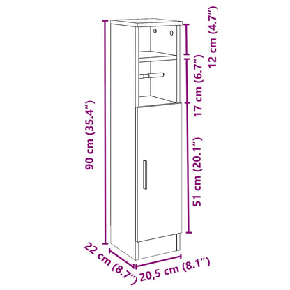 Badkamerkast met rolhouder 20,5x22x90 cm betongrijs