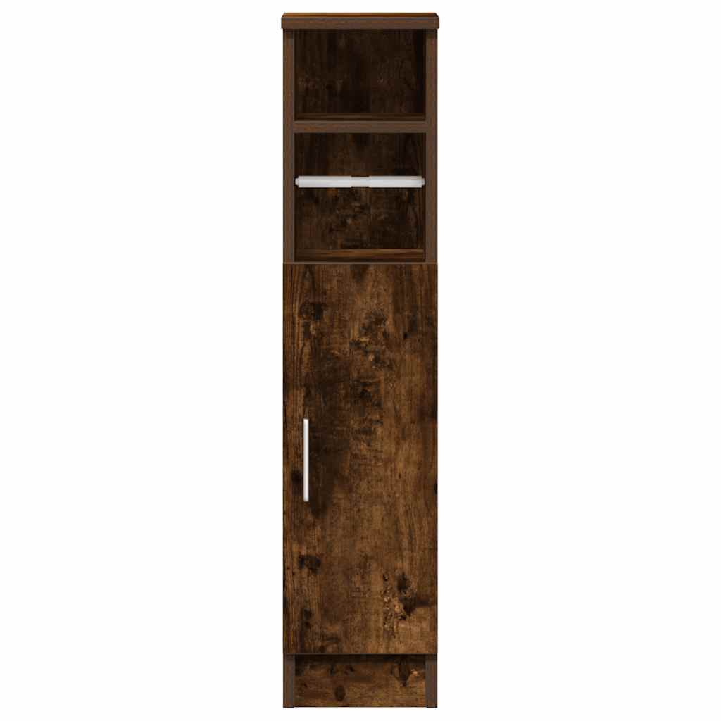 Badkamerkast met rolhouder 20,5x22x90 cm gerookt eikenkleurig