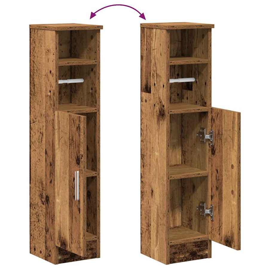 Badkamerkast met rolhouder 20,5x22x90 cm oud houtkleurig