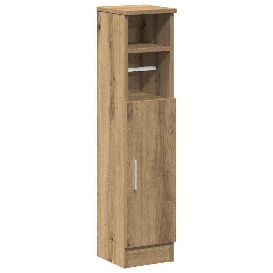 Badkamerkast met rolhouder 20,5x22x90 cm artisanaal eikenkleur