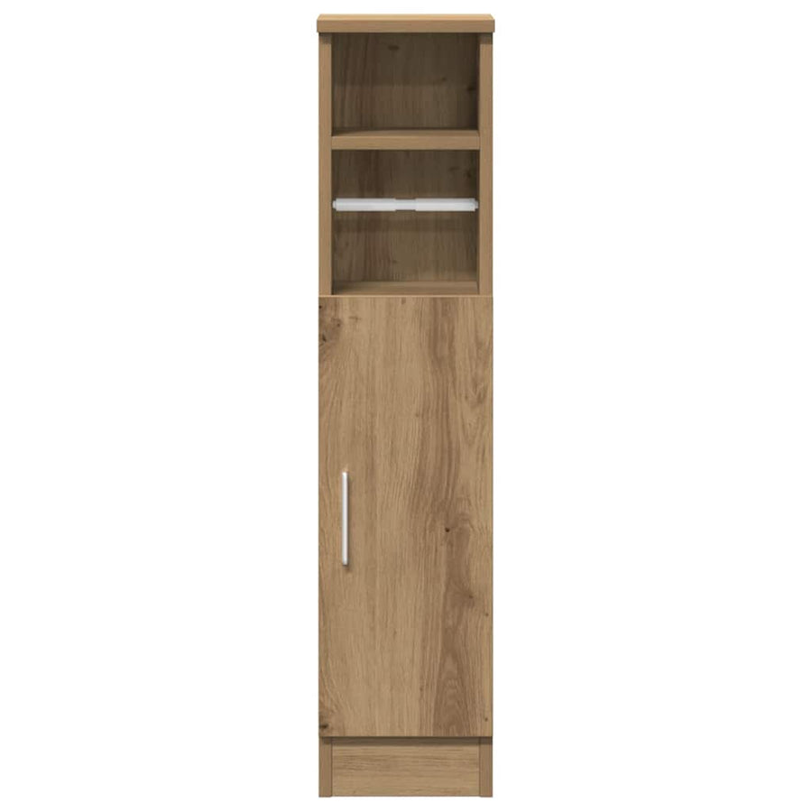 Badkamerkast met rolhouder 20,5x22x90 cm artisanaal eikenkleur