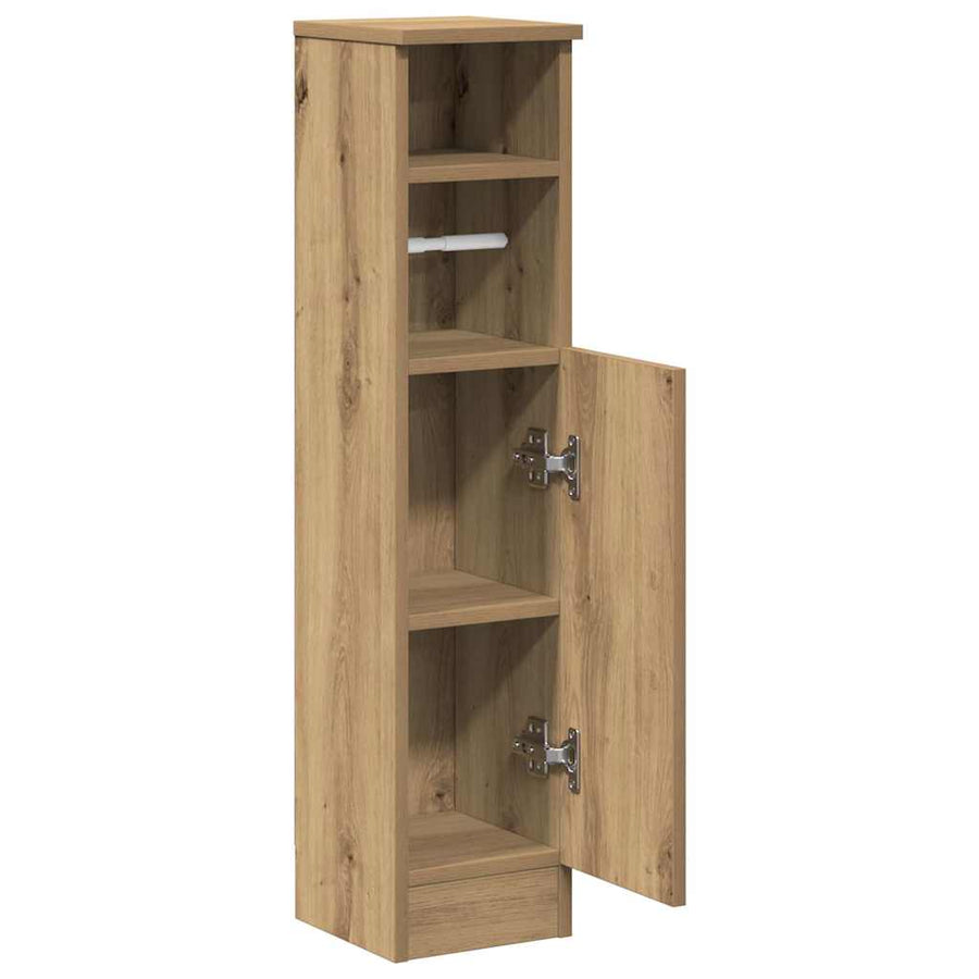 Badkamerkast met rolhouder 20,5x22x90 cm artisanaal eikenkleur