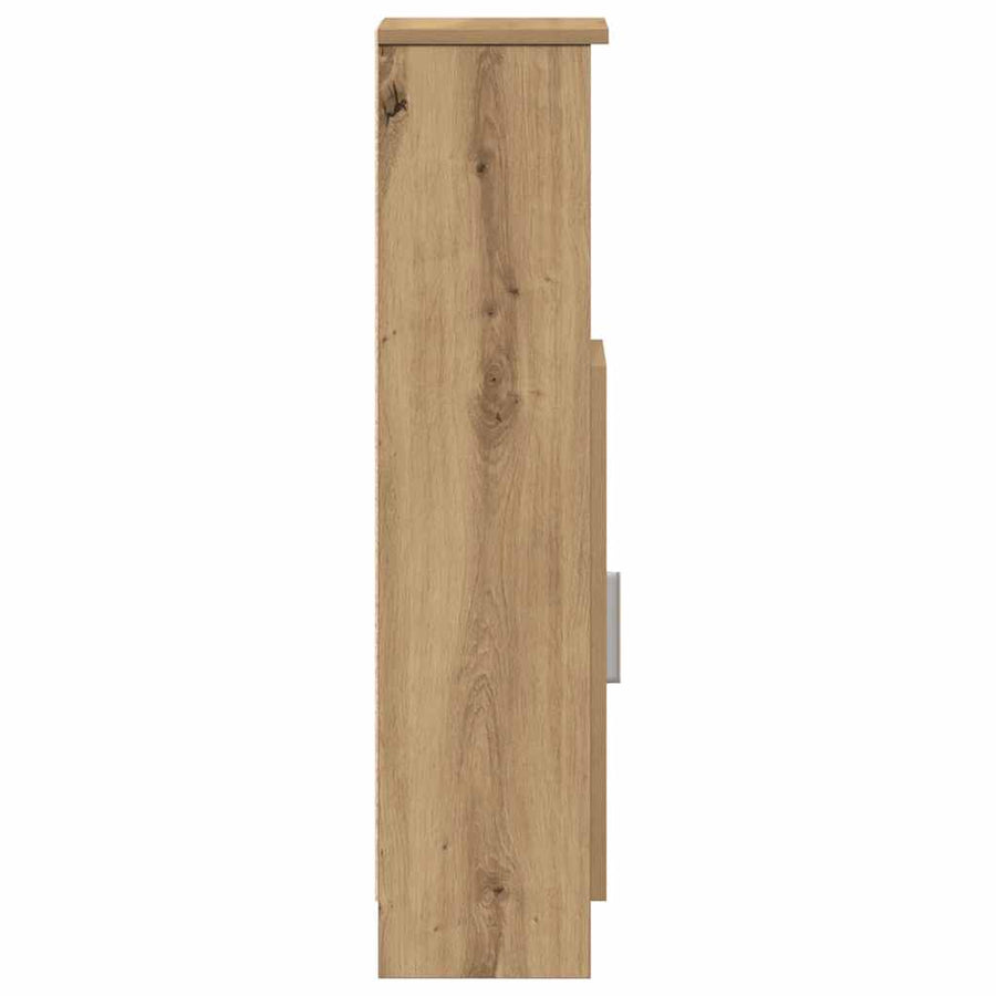 Badkamerkast met rolhouder 20,5x22x90 cm artisanaal eikenkleur
