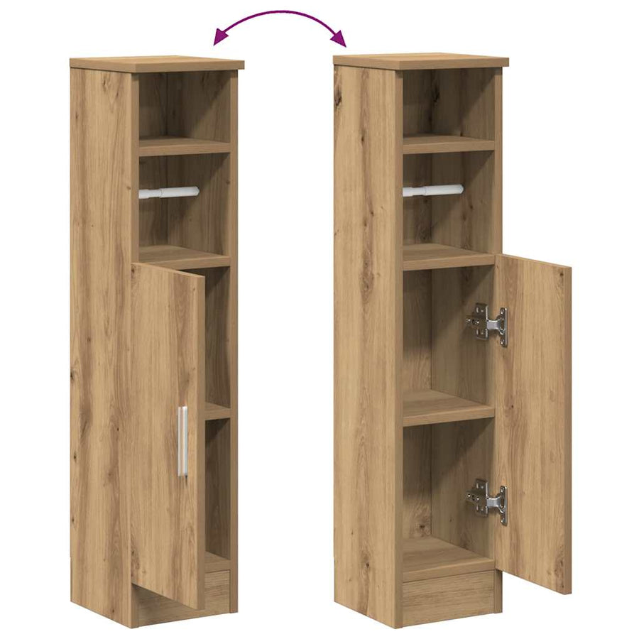 Badkamerkast met rolhouder 20,5x22x90 cm artisanaal eikenkleur