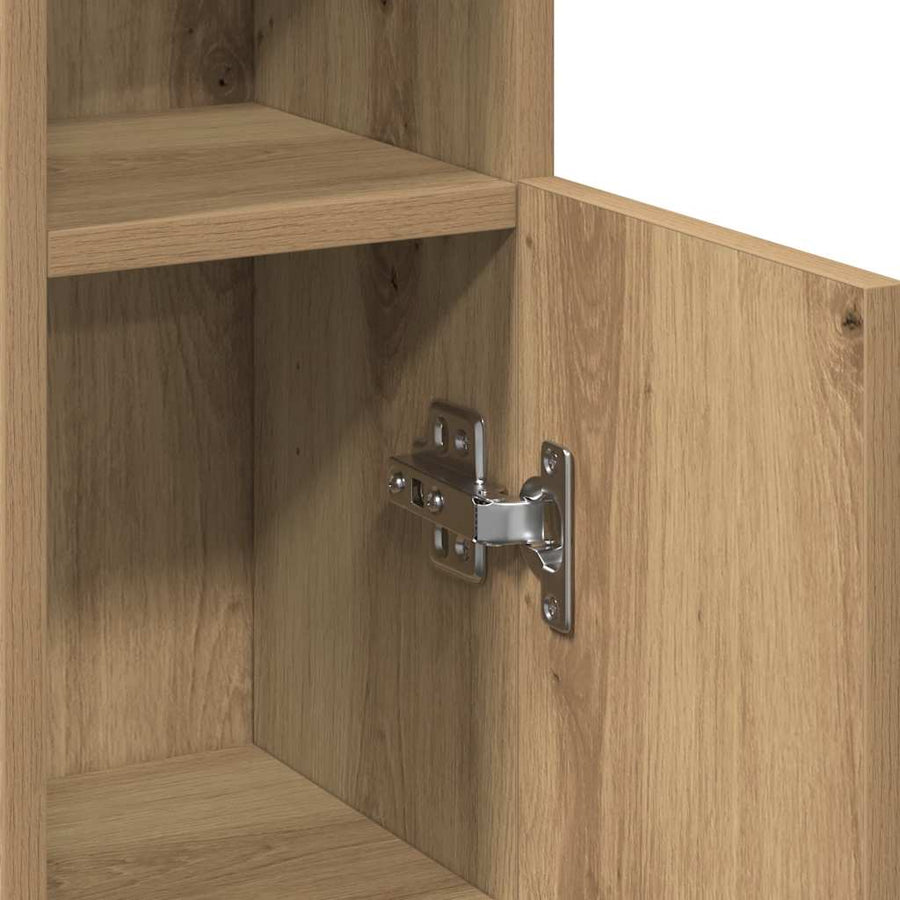 Badkamerkast met rolhouder 20,5x22x90 cm artisanaal eikenkleur