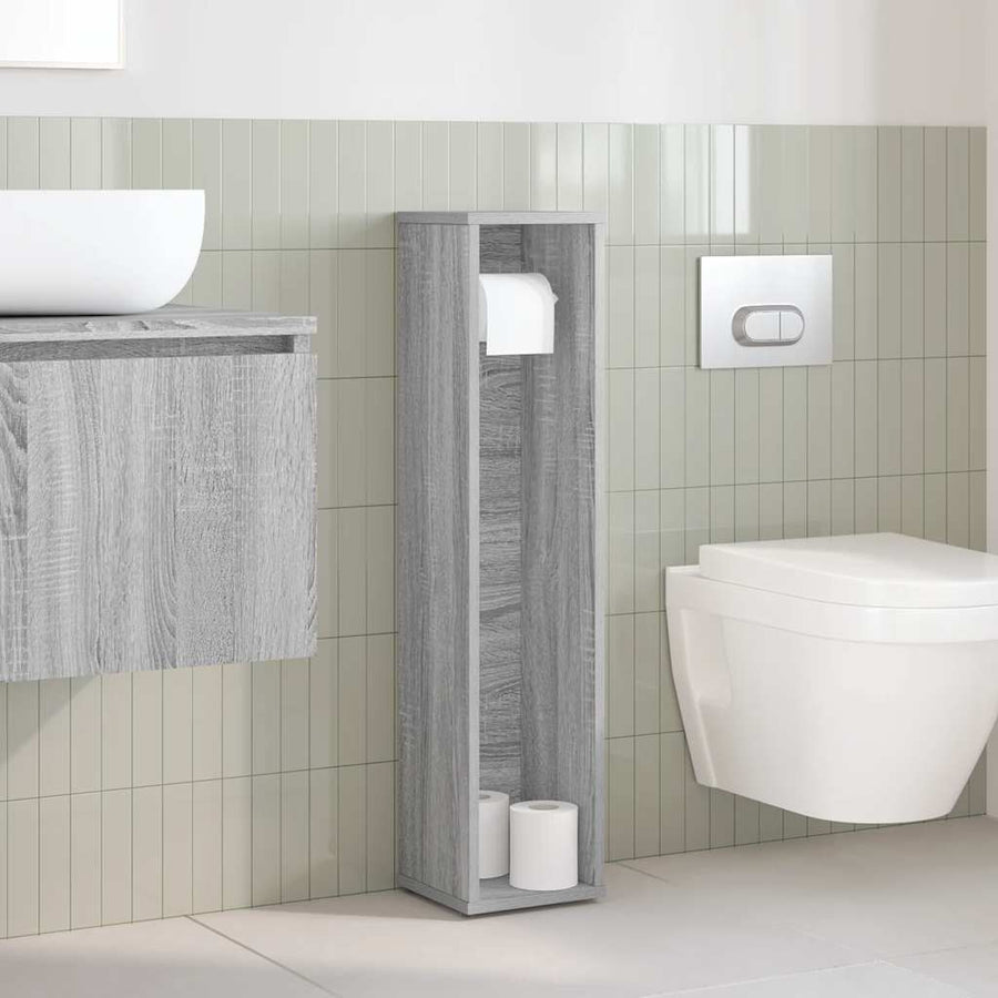 Badkamerkast met rolhouder grijs Sonoma 20,5x20x90 cm