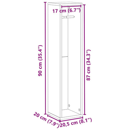 Badkamerkast met rolhouder grijs Sonoma 20,5x20x90 cm