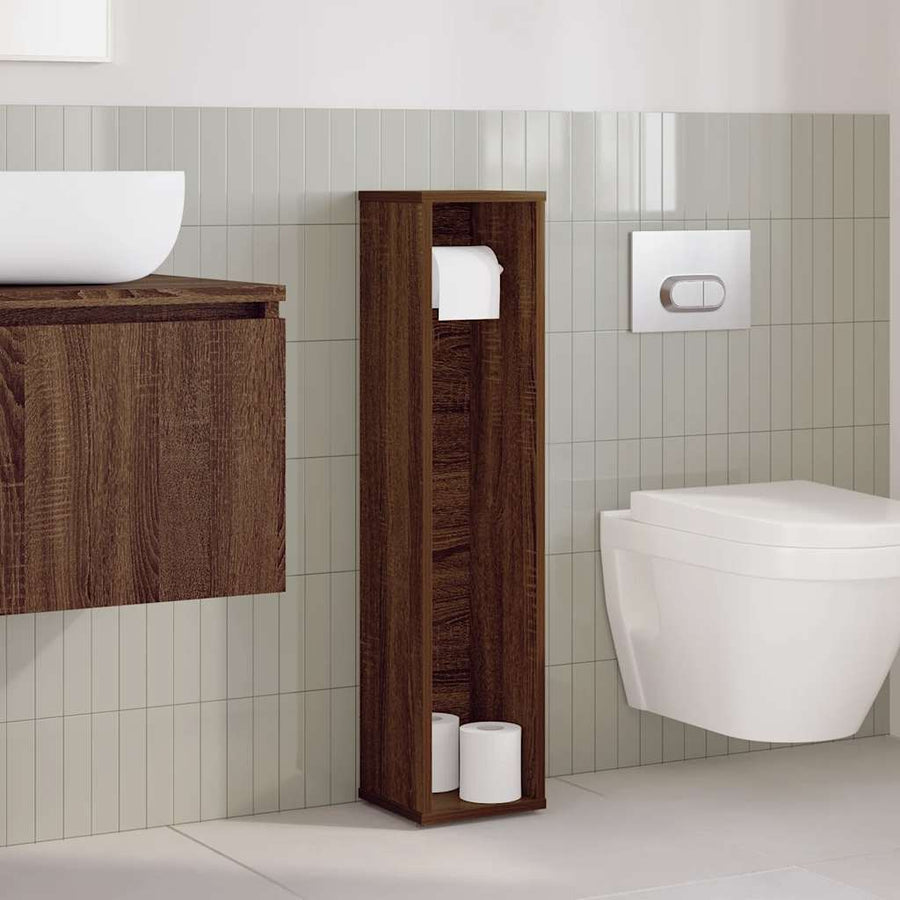 Badkamerkast met rolhouder Bruin Eiken 20,5x20x90 cm